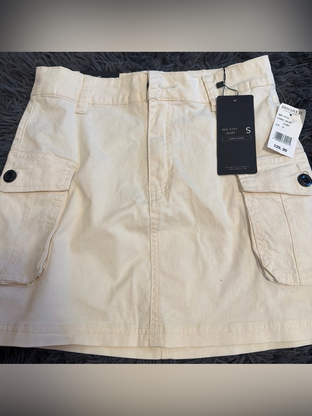 Discovery Ivory Cargo Pocket Mini Skirt